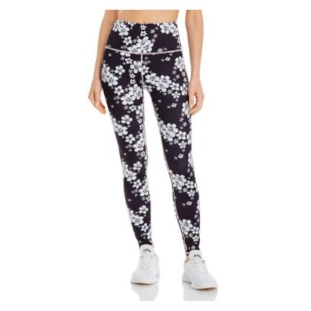 NWT FRANKIES BIKINIS Black Printed Active Wear High Waist Leggings Size XS